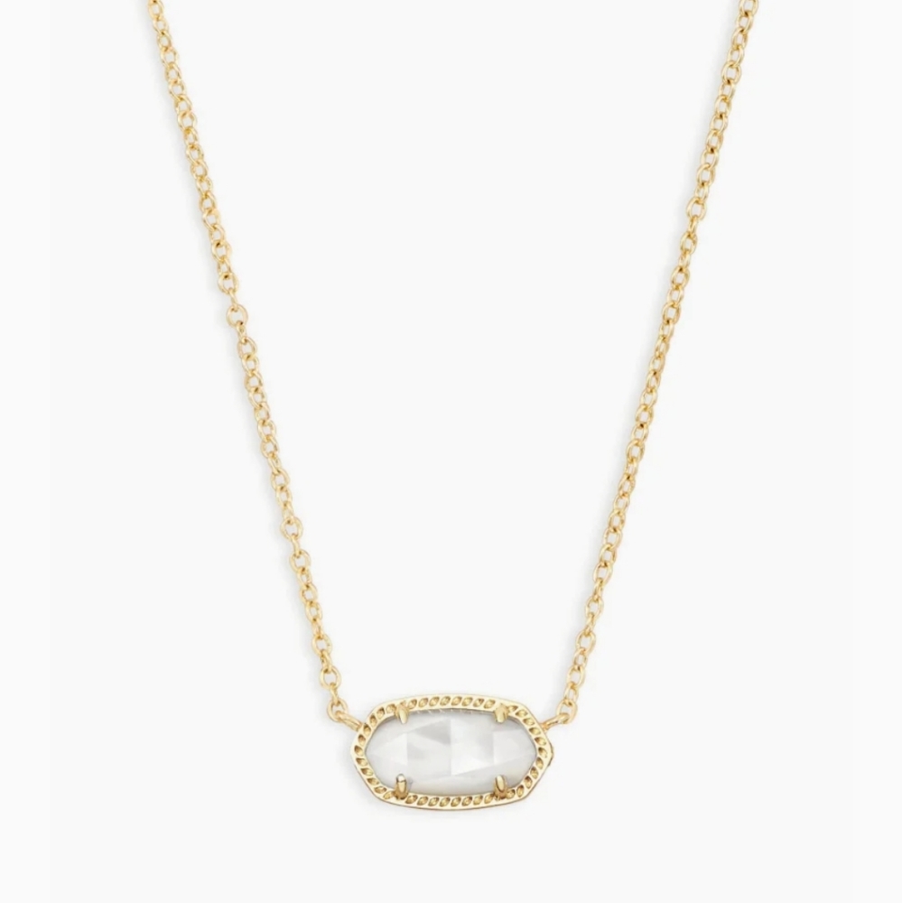 Kendra Scott Necklace Ivory Mother-Of-Pearl Elisa Gold Extended Length Pendant